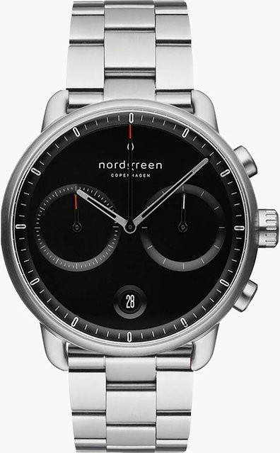 Nordgreen Herrenuhr Pioneer Chronograph, Edelstahl, Quarz, 42 mm, Schwarz - Bild 1