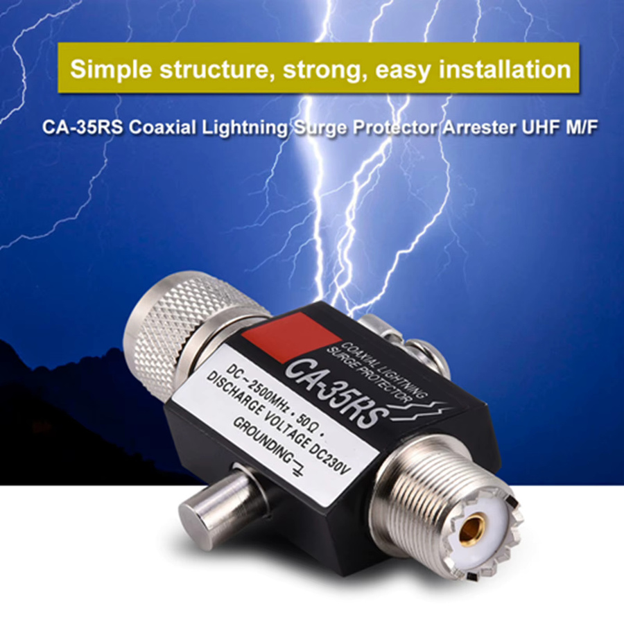 CA-35RS Koaxialer Blitz-Überspannungsschutz in Schwarz, UHF-Stecker auf Buchse, 0–2500 MHz Ableiter für Antennen - Bild 3