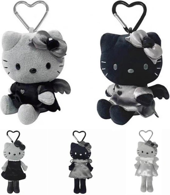 Sanrio Kuromi Ugly Fish, Plüsch-Schlüsselanhänger, Schwarz, Grau - Bild 1