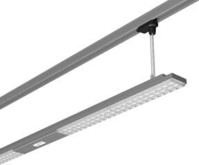 LTS LED-Pendelleuchte silber DALI mit Höhenverstellbarkeit und Bewegungssensor, B/T/H: 144,7 x 6,6 x 4,6 cm - Bild 1