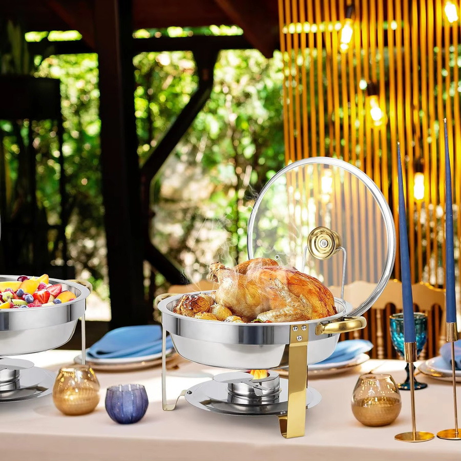 Rundes Chafing Dish-Set von BAIJL aus Edelstahl in Silber für professionelles Catering und Buffetwärmer - Bild 3