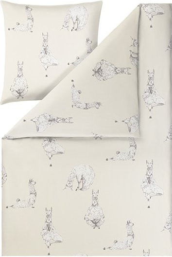 Estella Bettwäsche aus Mako-Satin mit Yoga-Lama Motiv in Beige - Bild 1