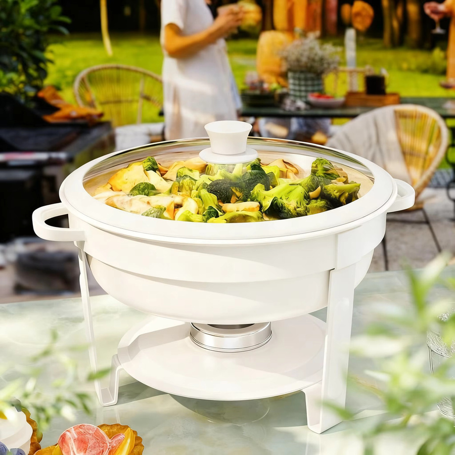 BAIJL Chafing Dish für Buffet in Weiß mit Glasdeckel, stapelbar, 5QT - Bild 2