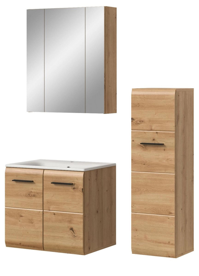 Badmöbel Set Cover in Eiche, 3-teilig, modern, Braun, Breite: 105 cm, Höhe: 185 cm, Tiefe: 46 cm - Bild 2