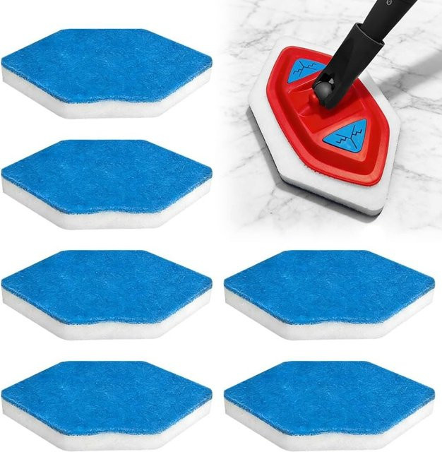 6 Stück Ersatz-Nachfüllpads für Vileda O-Cedar Bath Magic Mikrofaser-Schwammreiniger in Rot und Blau - Bild 1