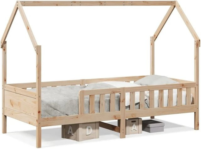 vidaXL Kinderbett Hausbett aus Massivholz Kiefer in Braun, B/T/H: 90 x 190 x 151 cm - Bild 1