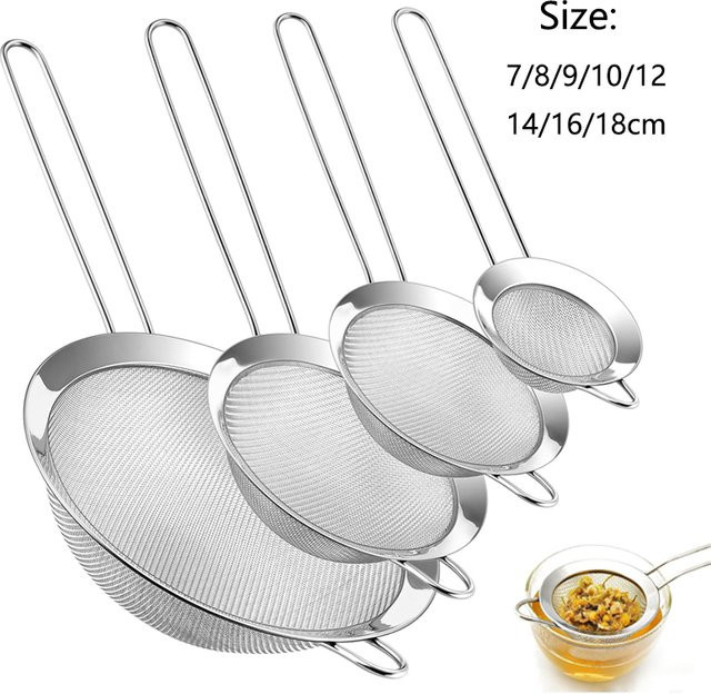Edelstahl Feinmaschiges Sieb Set in Silber für Mehl und Backzubehör - Bild 1