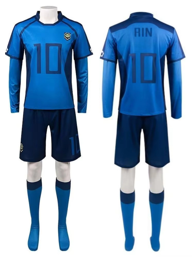 Anime Rin Cosplay Kostüme, Fußballtrikot Rin Itoshi Fußballuniform-Set, Blau - Bild 4