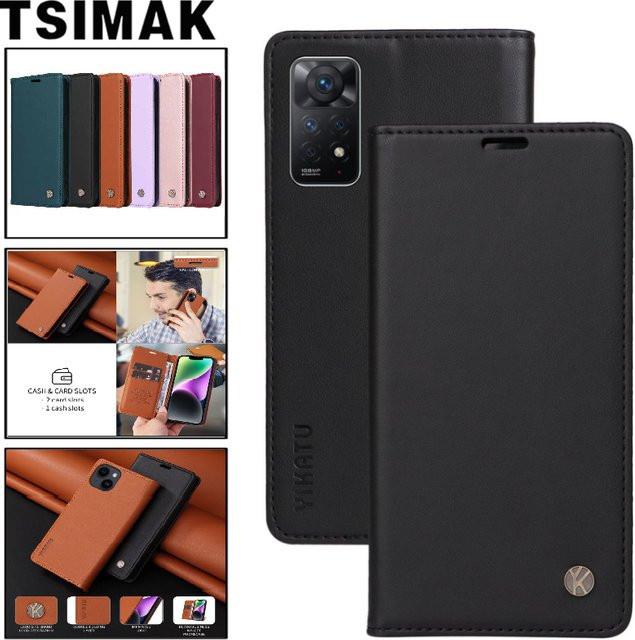 Leder-Flip-Tasche für Xiaomi Redmi Note 8 9 10 11 Serie mit starkem Magnetverschluss in Lila - Bild 1