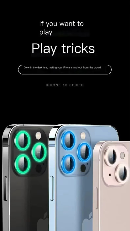 2-3 Stück Kamera Schutz Set für iPhone 15 16 Pro Max mit leuchtenden Keramik Objektiv Ringen und gehärtetem Glas in Blau und Multicolour - Bild 2