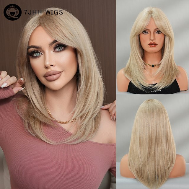 7JHH WIGS Perücke, schulterlang, gerade, champagnergold, Damen - Bild 1