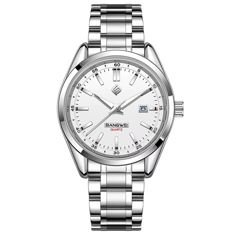 BANGWEI Armbanduhr, Quarz, Edelstahl, Silber, Herren - Bild 7