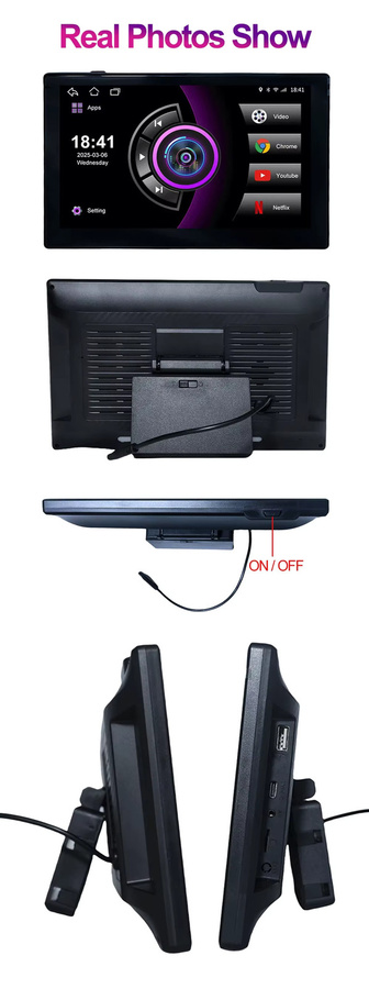 Icreative Android 13 Auto Kopfstütze Monitor mit 10,1 Zoll HD Display, Apple CarPlay, Bluetooth und HDMI-Eingang, Schwarz - Bild 5