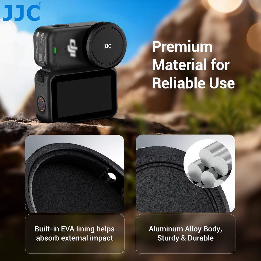 JJC Objektivdeckel und Glas-Objektivschutz für DJI Osmo Nano in Schwarz aus Aluminiumlegierung mit Silikonkappe - Bild 3