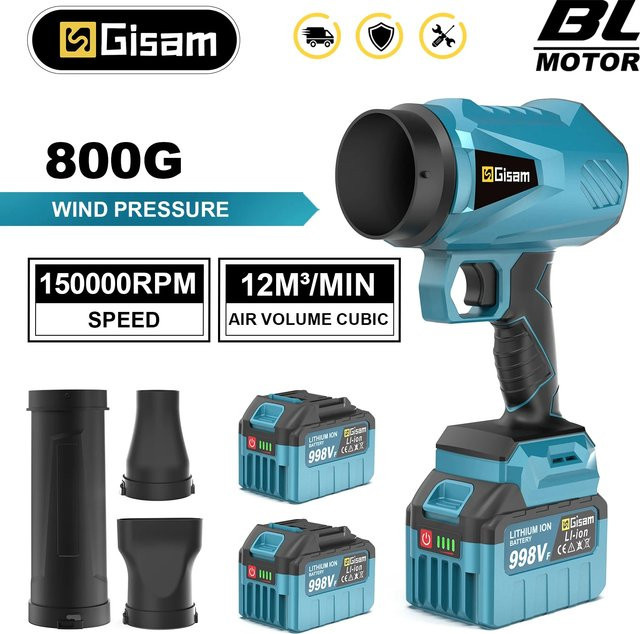 Makita LXT bürstenloser Laubbläser in Blau, elektrisches Turbogebläse mit 200 m/s und 150000 U/min für 18V Makita Akkus - Bild 1