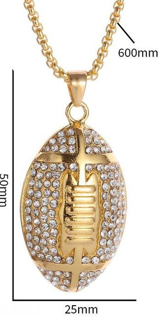 YIRAN Jewelry Halskette Fußball Anhänger, Edelstahl, beige, Zirkonia, Kristall, Unisex - Bild 1