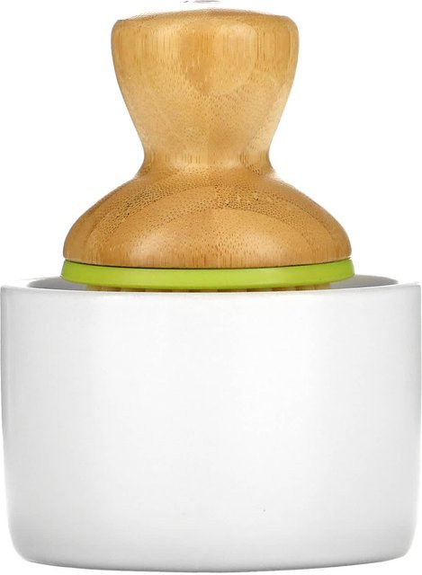 MayBeauty Bubble Up Seifenspender und Spülbürsten-Set aus Keramik und Bambus, Weiß - Bild 1