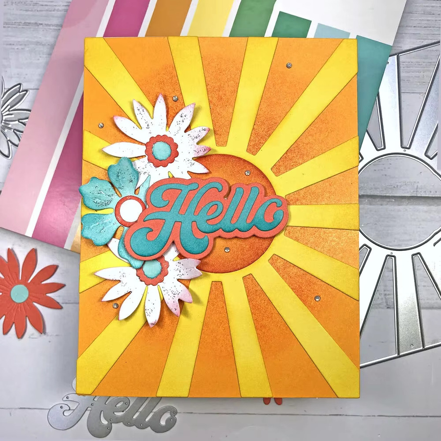 Metall-Stanzformen Set für DIY-Scrapbooking und Basteln mit Welliger Sonne und Ballon in Multicolour - Bild 1