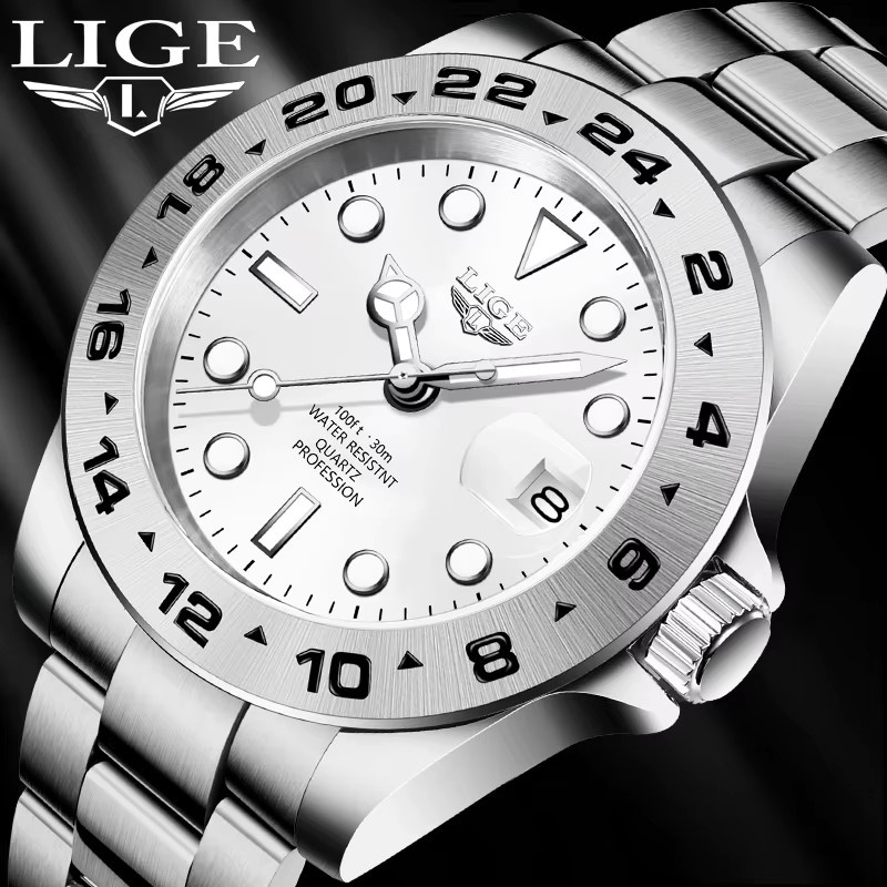 Lige Armbanduhr Edelstahl, Datum, Silber, Herren - Bild 6