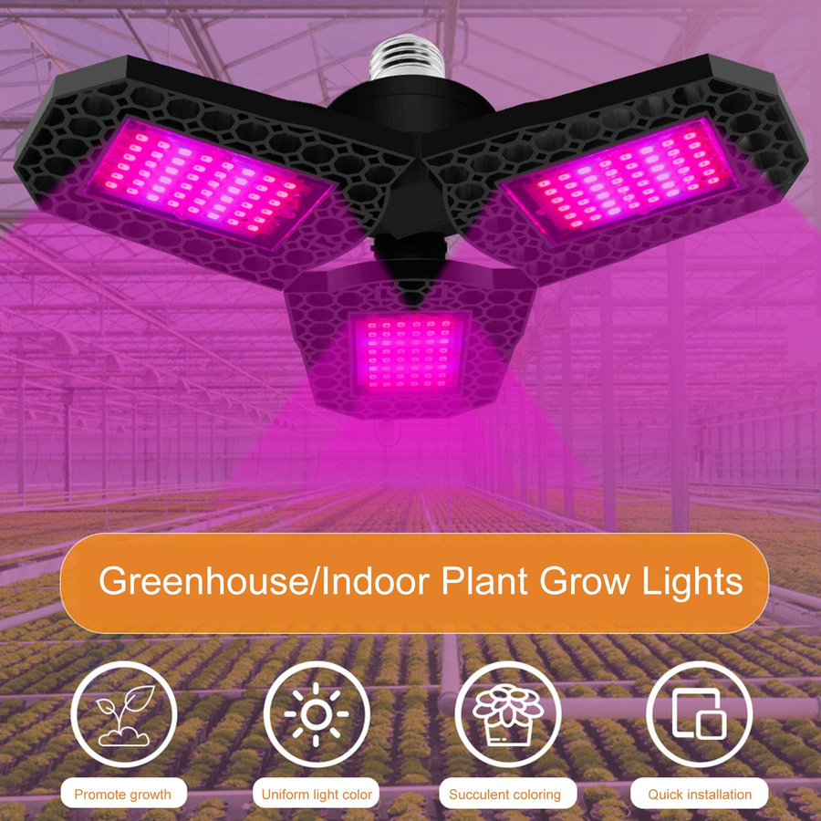 TOMTOP JMS LED Pflanzenwachstumslicht mit 126 SMD-Beads, faltbares Dreiblatt-Spalier in Schwarz mit rotem und blauem Spektrum für Setzlinge und Indoor-Gartenbau - Bild 3