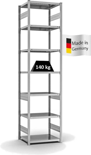 PROREGAL Fachbodenregal Stecksystem T-Profil Light-Duty, verzinkt, 7 Ebenen, beidseitig nutzbar, Höhe: 300 cm, Breite: 75 cm, Tiefe: 50 cm - Bild 1
