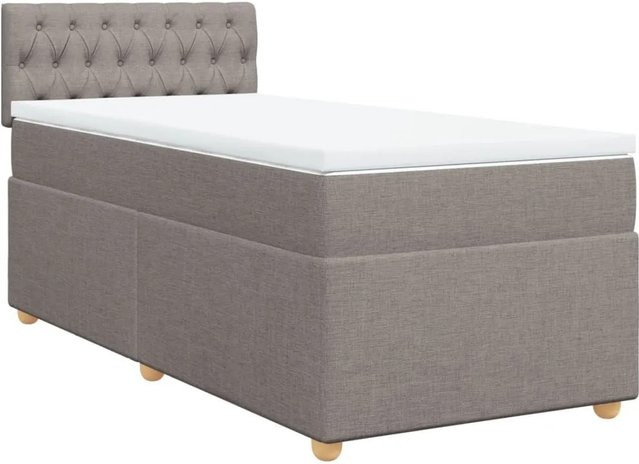 vidaXL Boxspringbett Hybrid mit Matratze und USB-Ladeport in Taupe, B/T: 80 x 200 cm - Bild 1