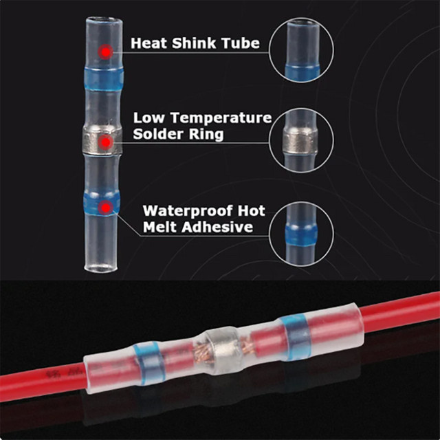 30 Stück wasserdichte Schrumpfschlauch Lötverbinder mit Isolierung für die elektrische Verdrahtung, grün und transparent - Bild 1