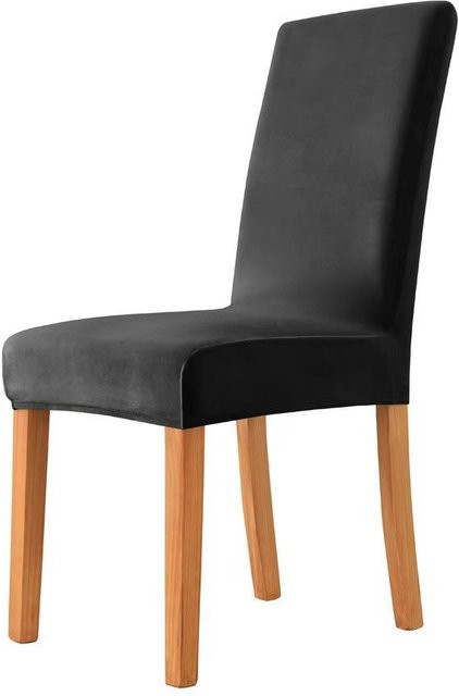 Yiran Furniture Esszimmerstuhl aus Samtstoff in Schwarz mit elastischem Stretch-Gewebe - Bild 1