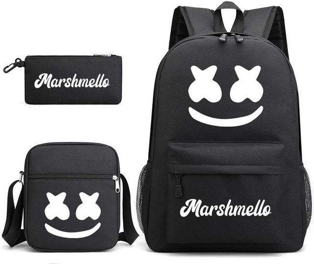 3-teiliges Schulrucksack-Set in Schwarz aus Oxford-Stoff mit großem Fassungsvermögen inklusive Federmäppchen und Schultergurt - Bild 1