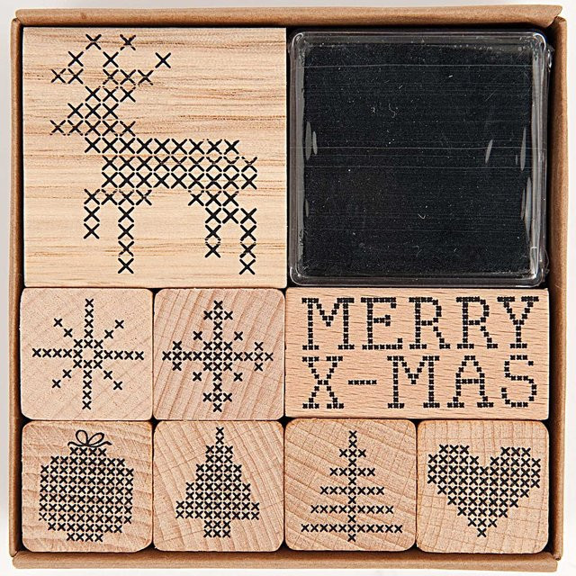 Rico Design Paper Poetry Stempelset Weihnachten Kreuzstich in Schwarz - Bild 1