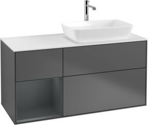 V&B Waschtischunterschrank Finion mit Wandbeleuchtung, Anthrazit lackiert, Breite: 120 cm, Höhe: 50,1 cm, Tiefe: 50,1 cm - Bild 1