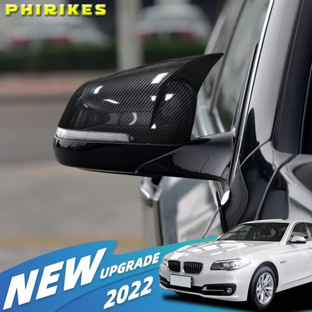 Phirikes Rückspiegelabdeckung aus Carbon-Faser in Hochglanz Schwarz für BMW 5er 6er 7er Serie F10 F11 F06 F07 F01 F02 (2014-2017) - Bild 1