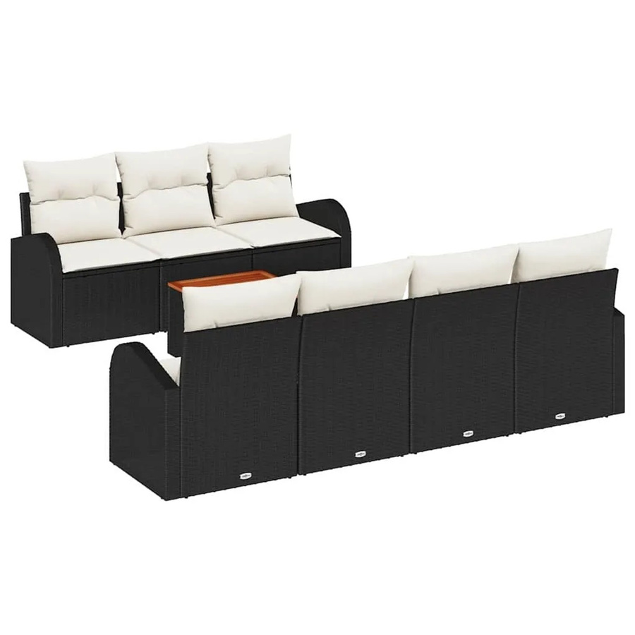 vidaXL Garten-Sofa-Set 8-teilig aus Polyrattan in Schwarz-Weiß mit Tisch und UV-beständigen Kissen - Bild 2