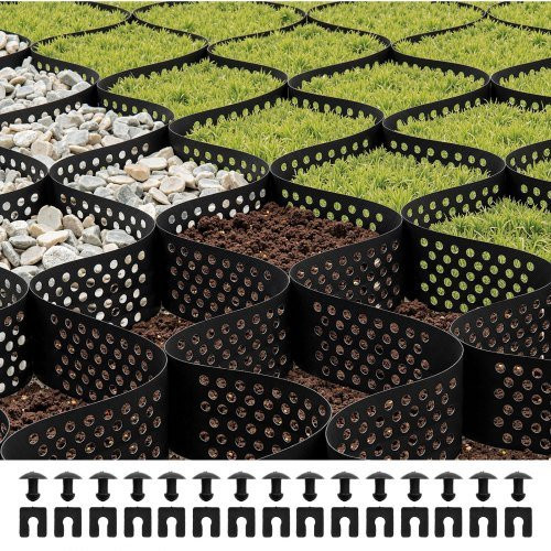 VEVOR Kiesgitter aus HDPE in Schwarz zur Einfahrtsstabilisierung und für den Garten, B/B/H: 5200 x 2700 x 100 mm - Bild 1