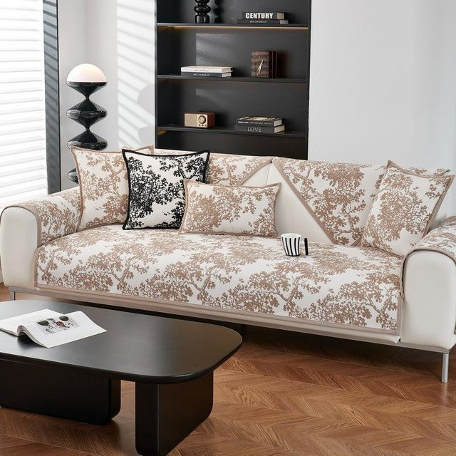 Moderner Sofabezug von Your Warm Home in Schwarz, Chenille-Schonbezug für 3-Sitzer und L-Form, rutschfest und waschbar, B/T/H: 70 x 70 cm - Bild 1