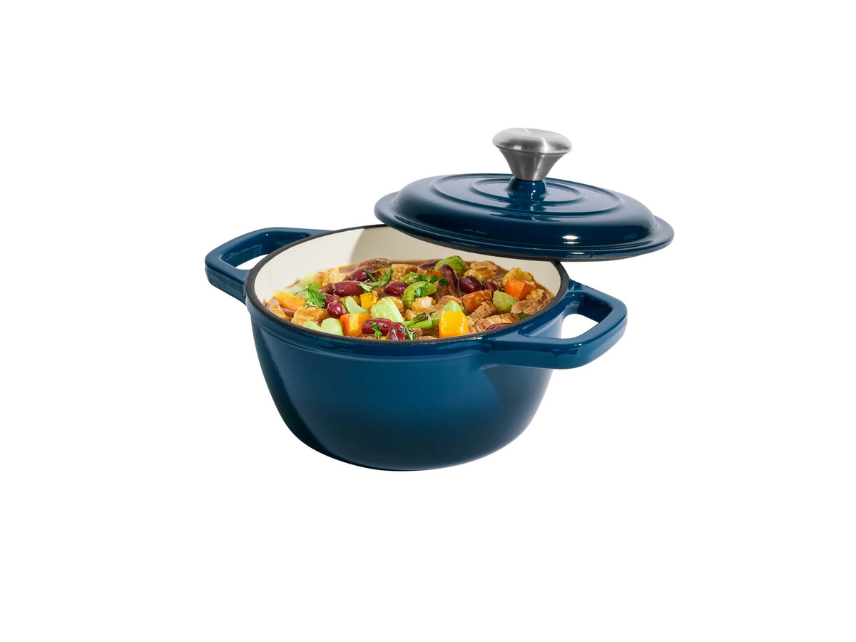 SILVERCREST Premium Gusseisentopf mit Emaille in Blau, Ø 16 cm - Bild 3
