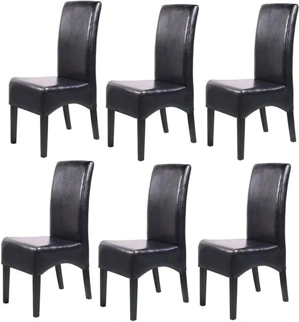 6er-Set MCW Esszimmerstühle Crotone aus Leder in Schwarz mit dunklen Beinen im modernen Design - Bild 2