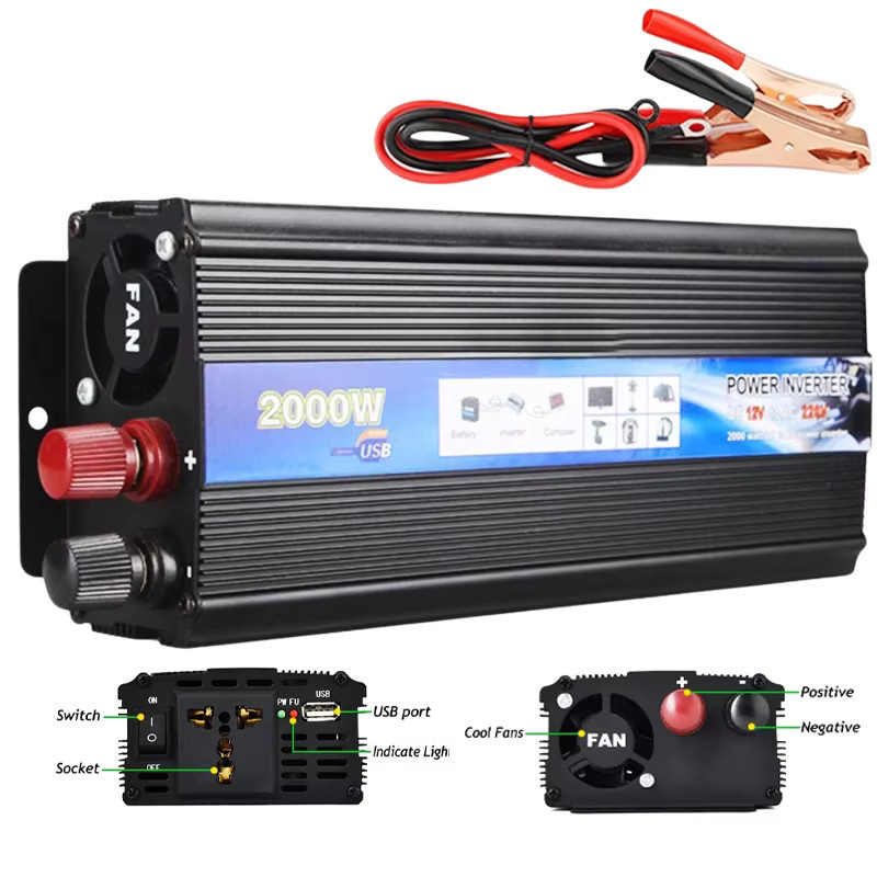 EAFC Auto-Wechselrichter DC zu AC 12–24 V auf 220 V mit 2000 W und USB-Ladegeräten für Telefon und Tablet - Bild 4
