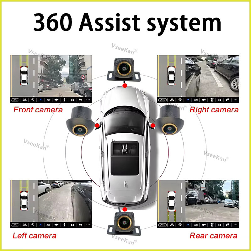 WDR 360-Kamera für Android Multimedia mit 360 Grad Panoramiksystem, 8K Super HD 3D AHD1080P 720P Golden Fischauge, Schwarz, VseeKan - Bild 2