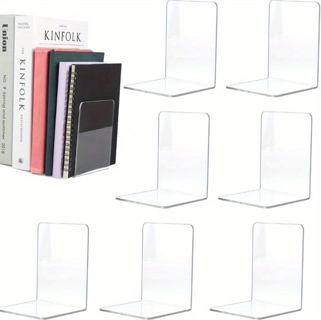 4/8-teiliges Set transparente Acryl-Buchstützen aus Kunststoff für Büro und Zuhause - Bild 1