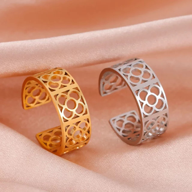 Skyrim Ring, Edelstahl, Gold, Blume, Damen - Bild 1