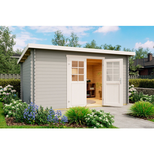 Mr. GARDENER Gartenhaus Malta aus Holz in Grau, B/H/T: 430 x 211 x 338,9 cm - Bild 2