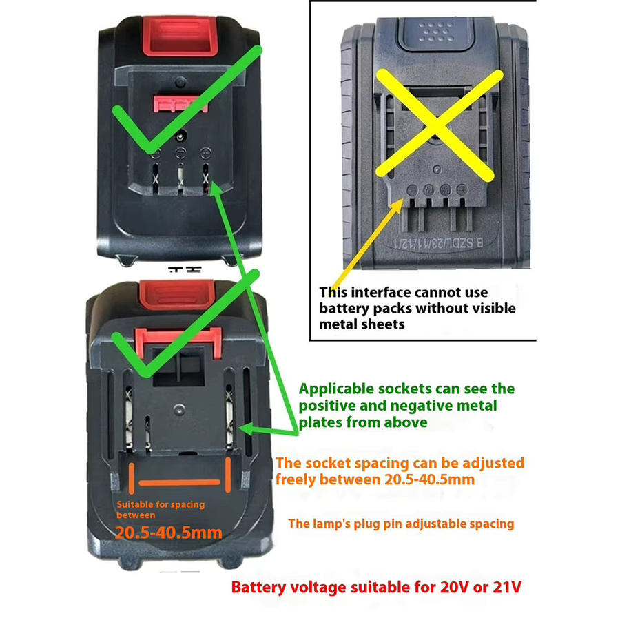 Dayi Lomvum Zhipu 14W LED Arbeitslicht für 20V-21V Li-Ion Akkus in Schwarz und Grün - Bild 4