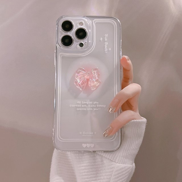 MUQGEW Transparente Handyhülle mit 3D-Kristall-Schleife für iPhone 11 bis iPhone 16 Pro Max, stoßfeste Schutzhülle in Transparent - Bild 1