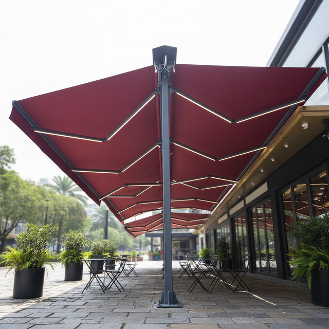 XMSJ Elektrische Butterfly-Markise aus Aluminium doppelseitig für gewerbliche Terrassen und Außenbereiche - Bild 1