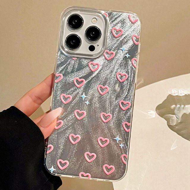 FunYudas Handyhülle mit rosa Herz-Design für iPhone 16 15 14 13 12 Pro Max und weitere Modelle - Bild 1