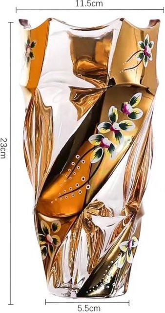 Yiran Furniture Kristallglasvase im europäischen Stil mit goldbemaltem Emaille in Gold - Bild 1