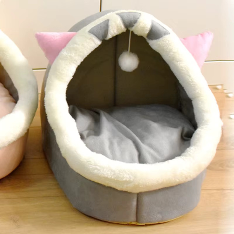 Booteely Katzenhöhle als gemütliches Katzenbett und Kuschelhöhle für Katzen und kleine Hunde, Grau, B/T/H: 31,0 x 30,0 x 28,0 cm - Bild 5