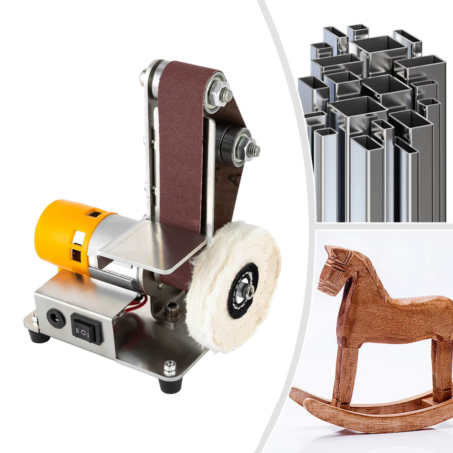 CNCEST Mini-Bandschleifer Elektrischer Tischschleifer aus Edelstahl in Silber mit einstellbarer Geschwindigkeit - Bild 4