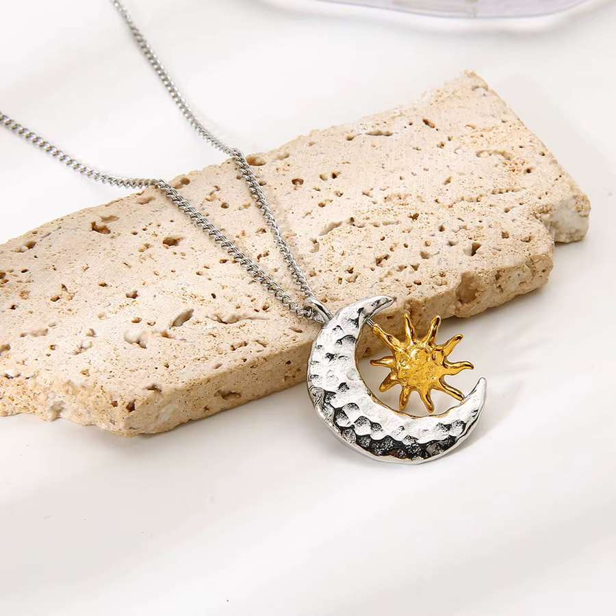 DancyFairy Halskette Mond-Stern-Anhänger, 18K vergoldet, Edelstahl, Bicolor, Damen - Bild 4